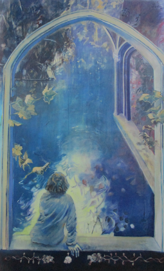 Une contemplation, un moment plus qu’un instant,<br>huile sur toile,<br>83x130cm